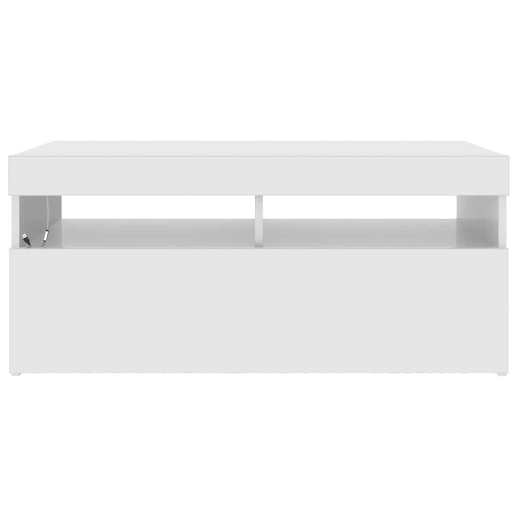 TV spintelė su LED apšvietimu, balta, 90x35x40cm, blizgi