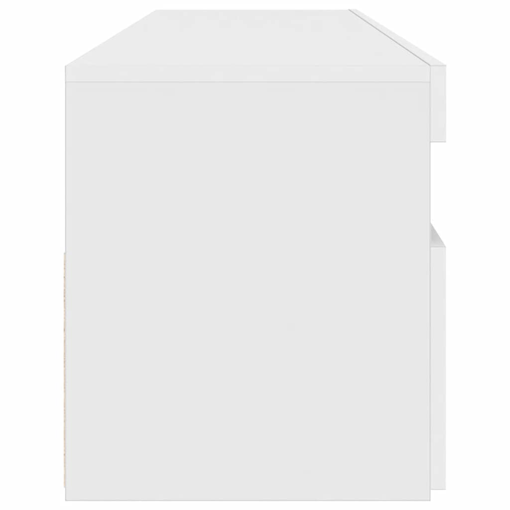 TV spintelė su LED apšvietimu, balta, 90x35x40cm, blizgi