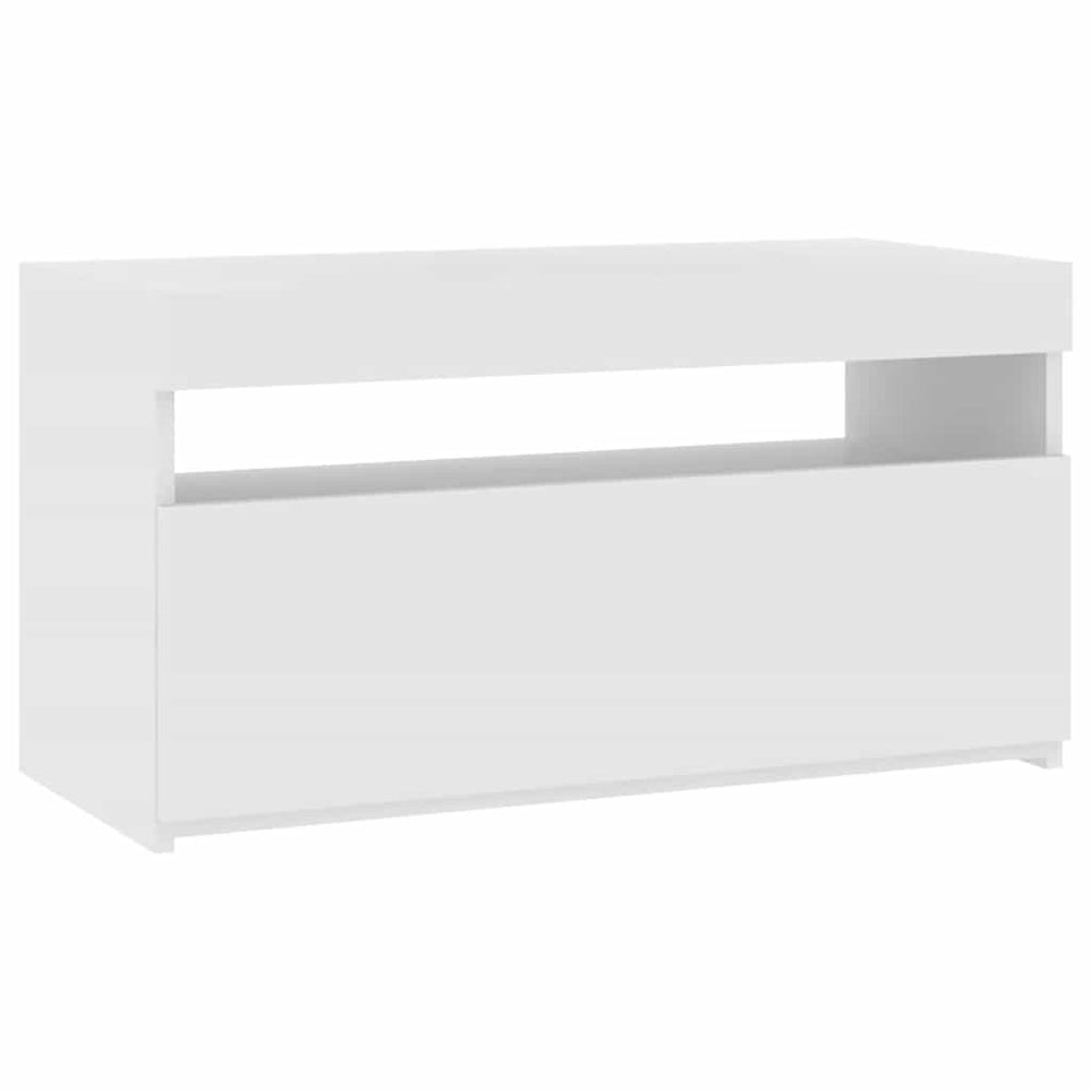 Televizoriaus spintelė su LED apšvietimu, balta, 75x35x40cm