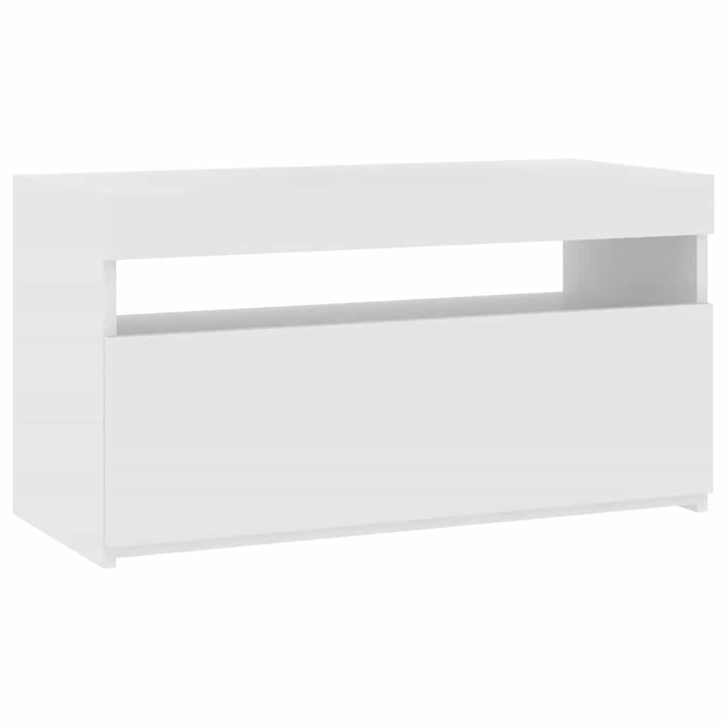 Televizoriaus spintelė su LED apšvietimu, balta, 75x35x40cm