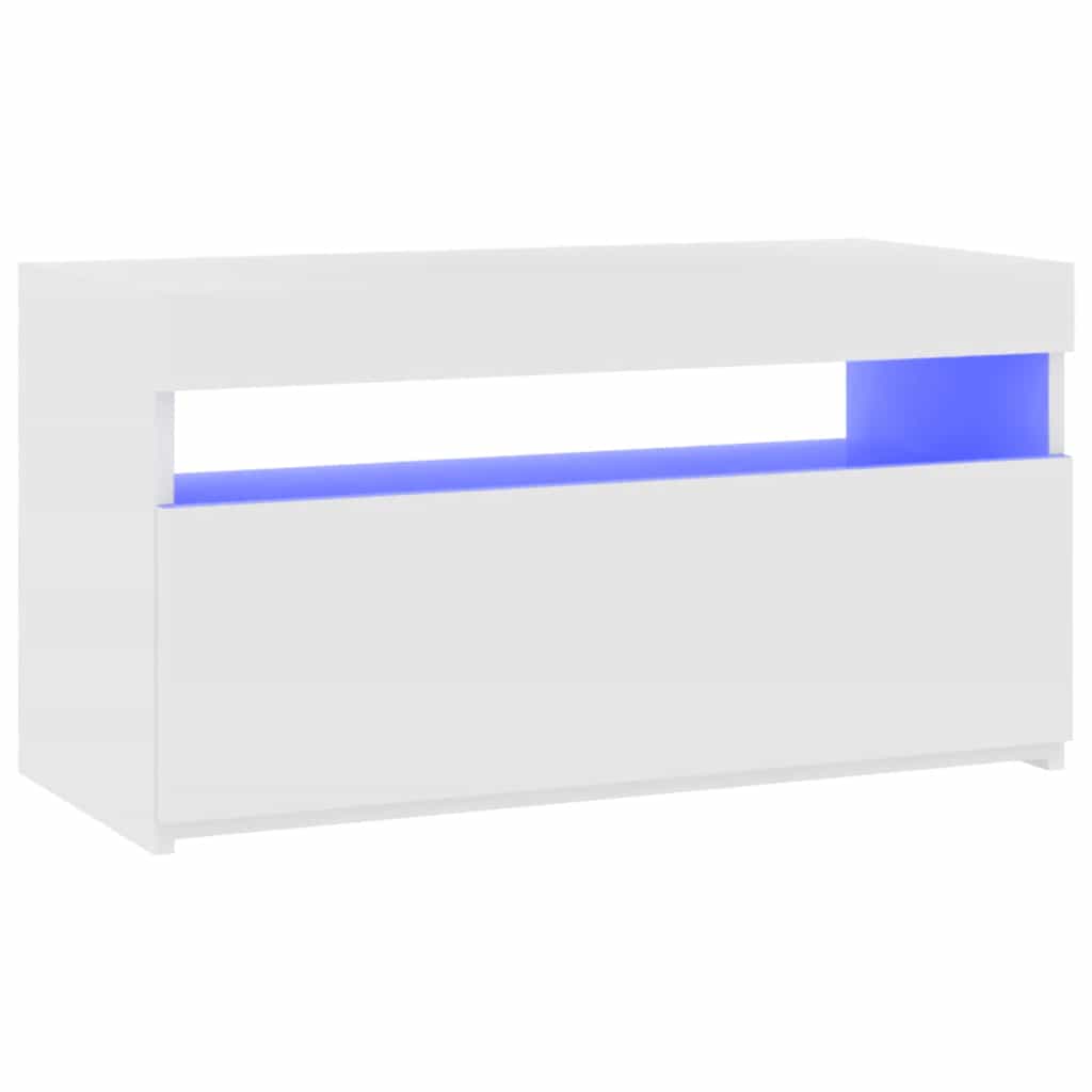 Televizoriaus spintelė su LED apšvietimu, balta, 75x35x40cm