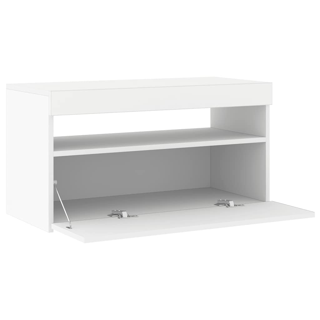 Televizoriaus spintelė su LED apšvietimu, balta, 75x35x40cm