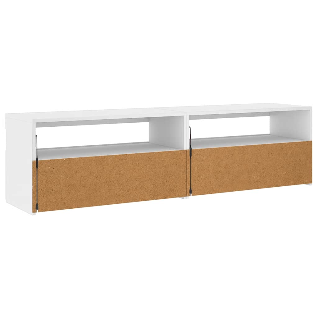 Televizoriaus spintelės su LED, 2vnt., baltos, 75x35x40cm