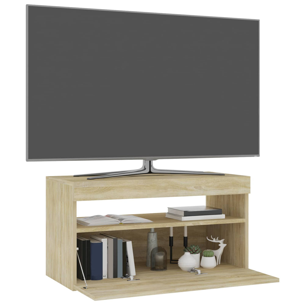 Televizoriaus spintelė su LED apšvietimu, ąžuolo, 75x35x40cm