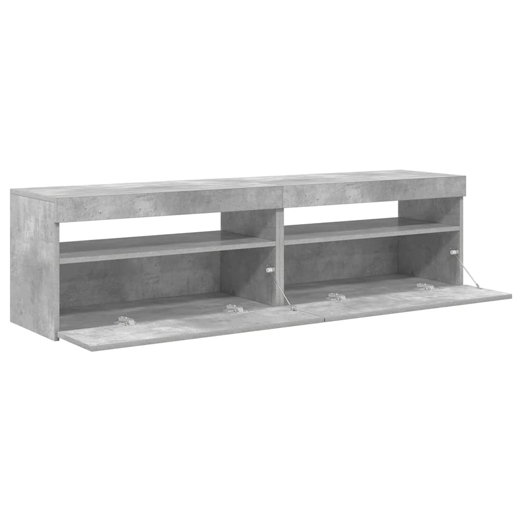 Televizoriaus spintelės su LED, 2vnt., betono, 75x35x40cm