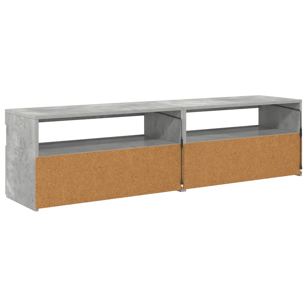 Televizoriaus spintelės su LED, 2vnt., betono, 75x35x40cm