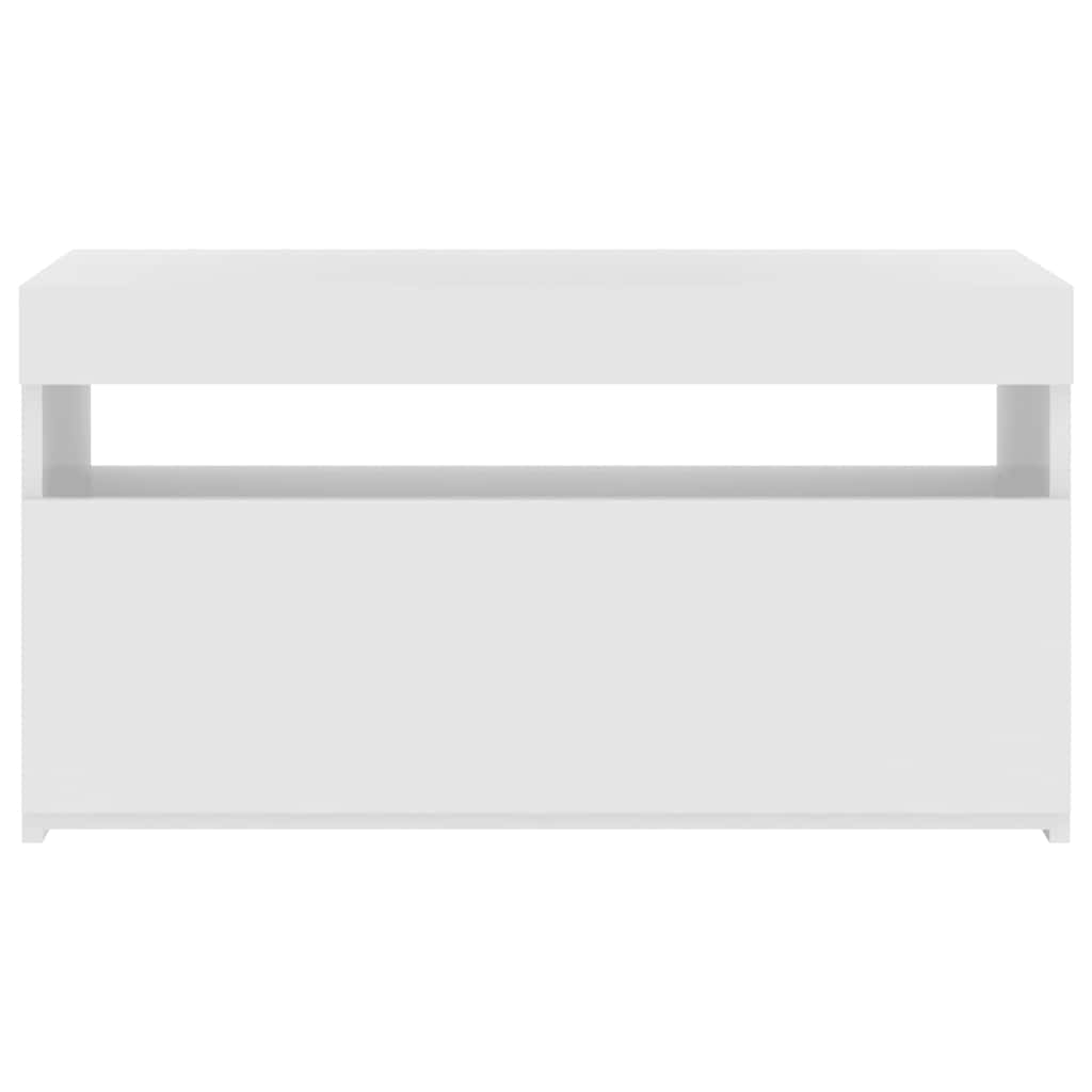 Televizoriaus spintelė su LED, balta, 75x35x40cm, blizgi