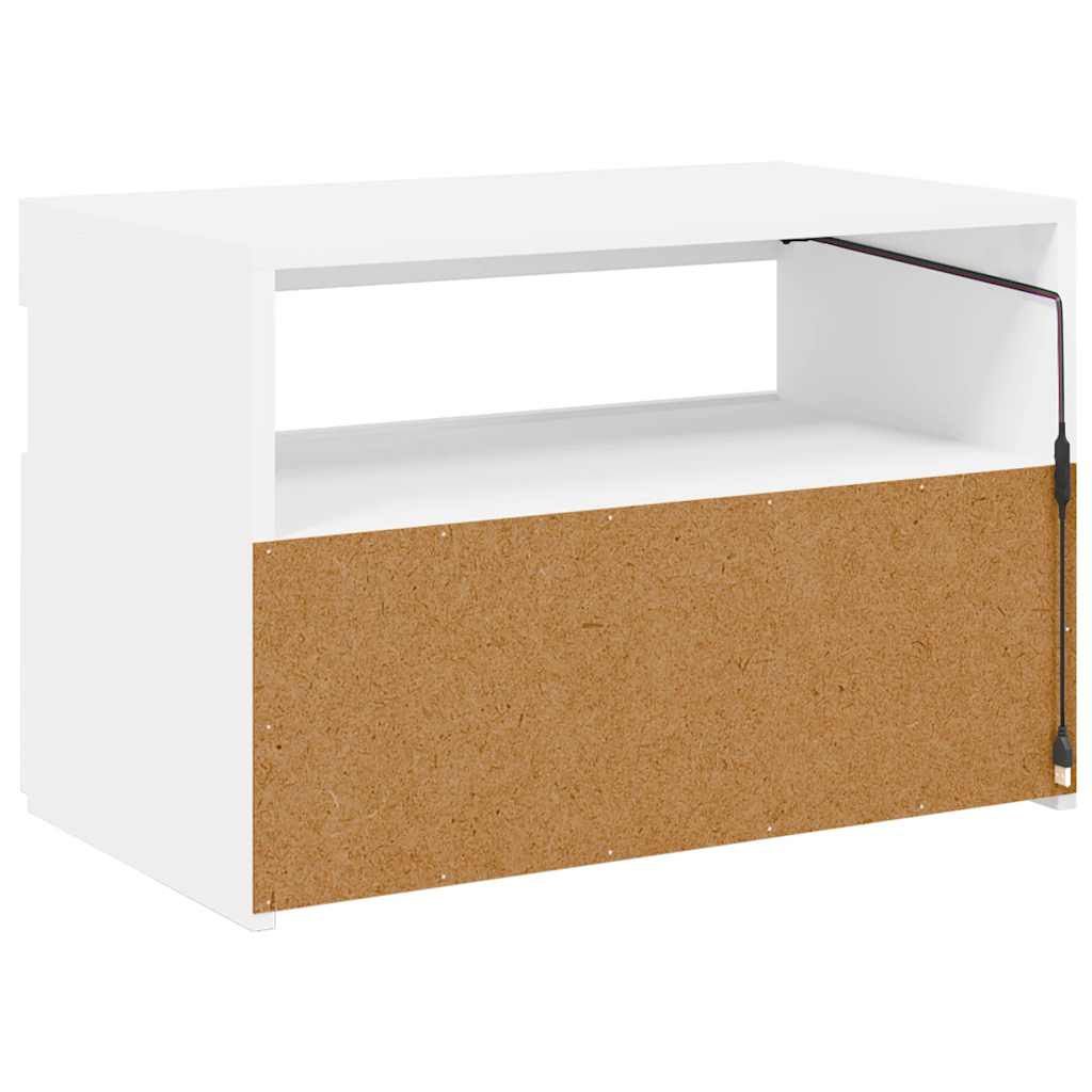 Televizoriaus spintelė su LED apšvietimu, balta, 60x35x40cm