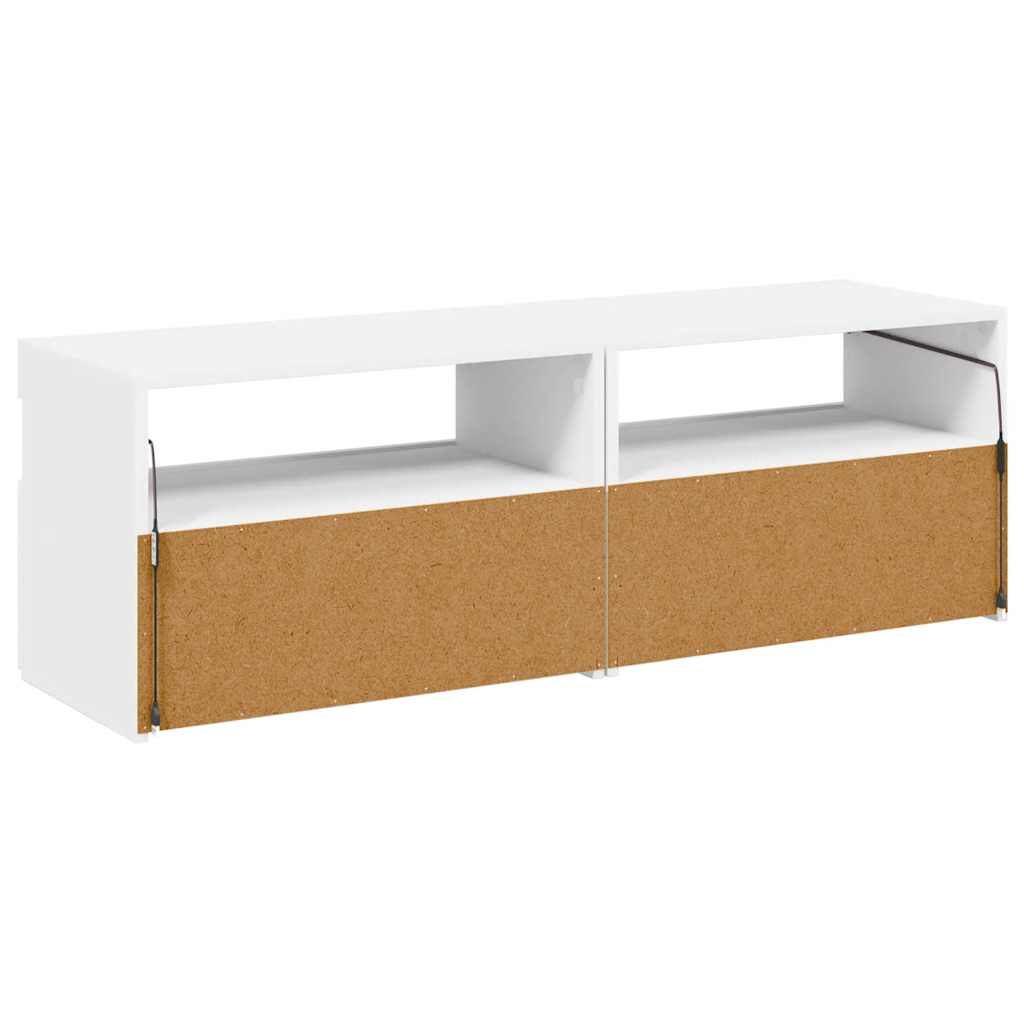 TV spintelės su LED apšvietimu, 2vnt., baltos, 60x35x40cm