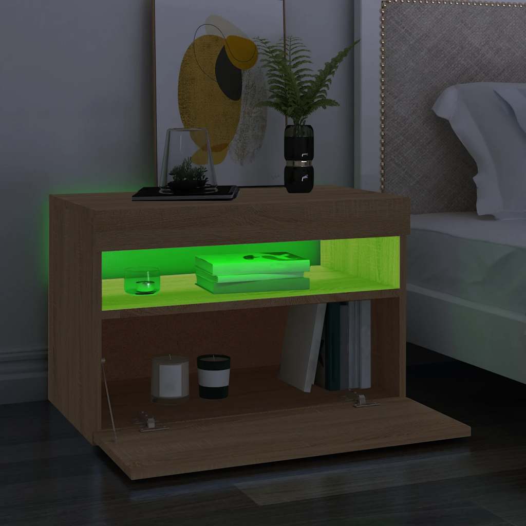 Televizoriaus spintelė su LED apšvietimu, ąžuolo, 60x35x40cm