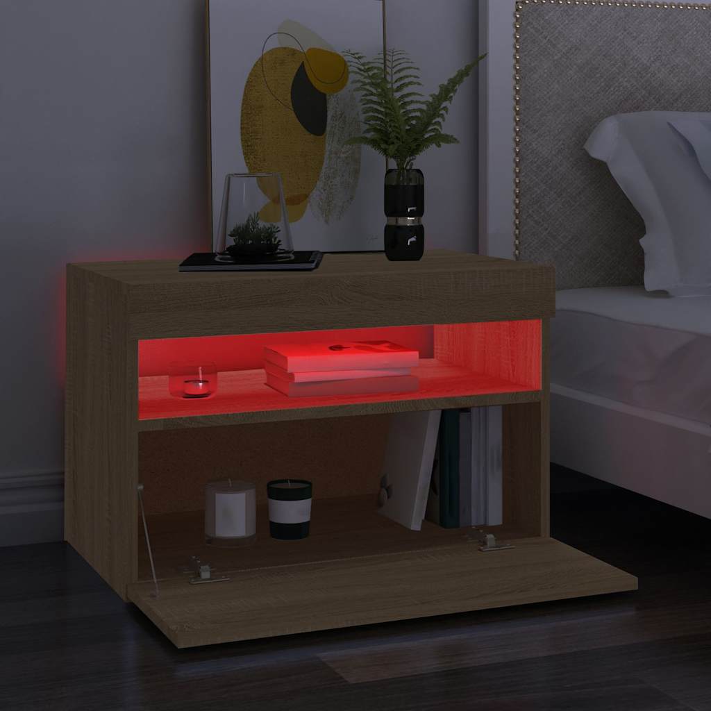 Televizoriaus spintelė su LED apšvietimu, ąžuolo, 60x35x40cm