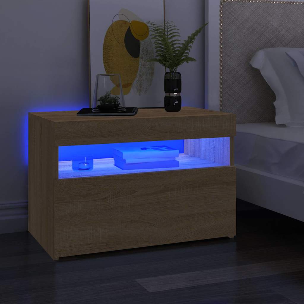 Televizoriaus spintelė su LED apšvietimu, ąžuolo, 60x35x40cm