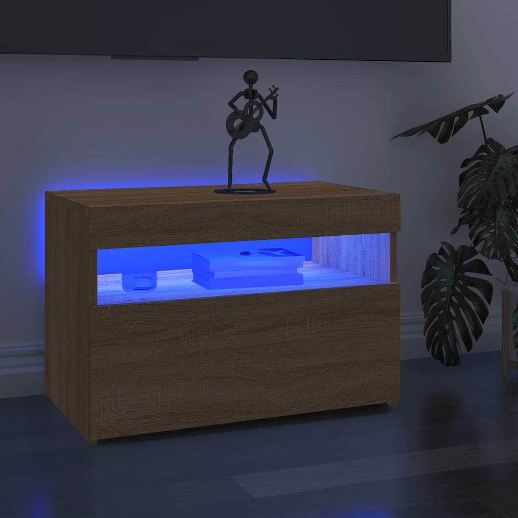 Televizoriaus spintelė su LED apšvietimu, ąžuolo, 60x35x40cm