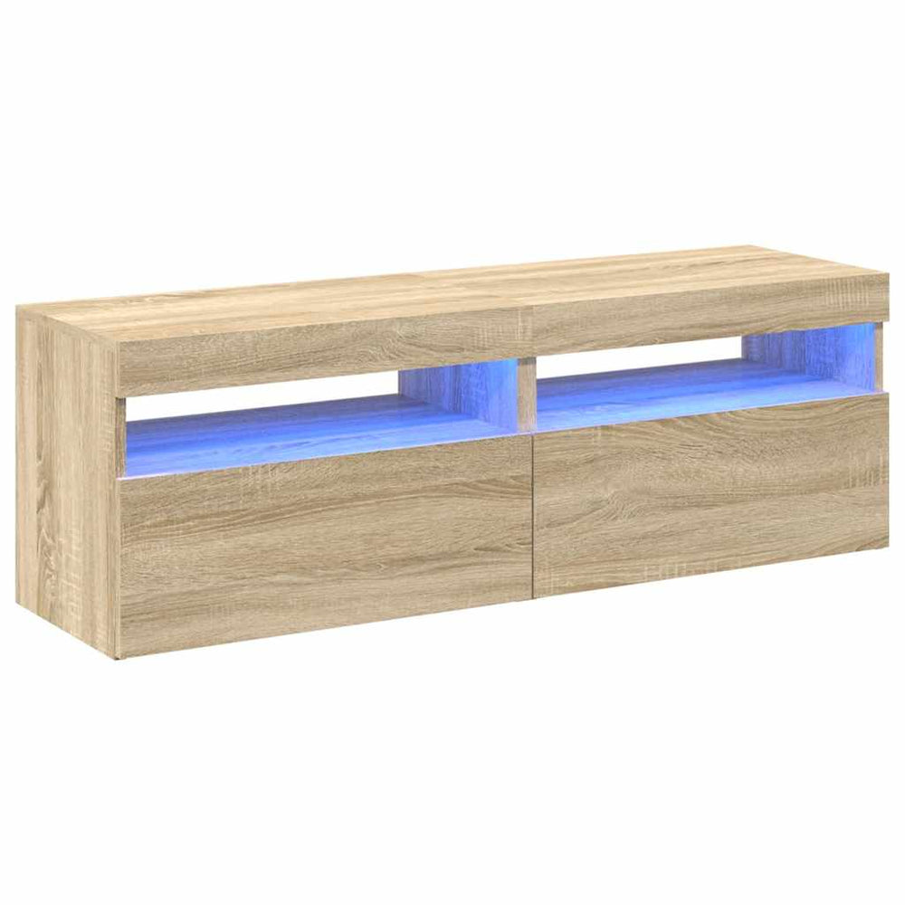TV spintelės su LED apšvietimu, 2vnt., ąžuolo, 60x35x40cm