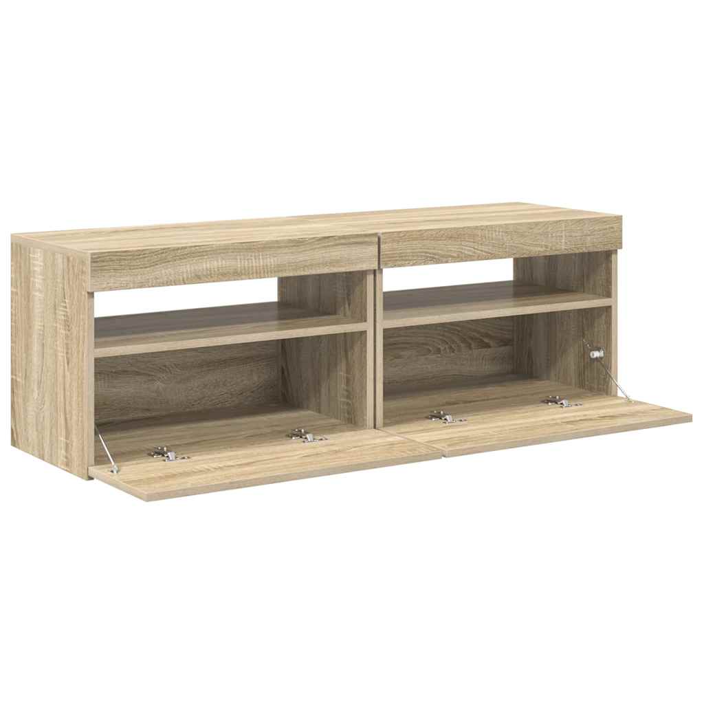 TV spintelės su LED apšvietimu, 2vnt., ąžuolo, 60x35x40cm
