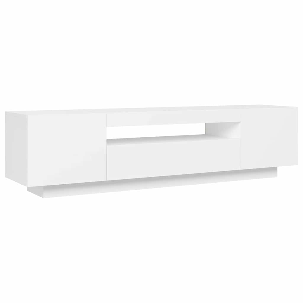 Televizoriaus spintelė su LED apšvietimu, balta, 160x35x40cm