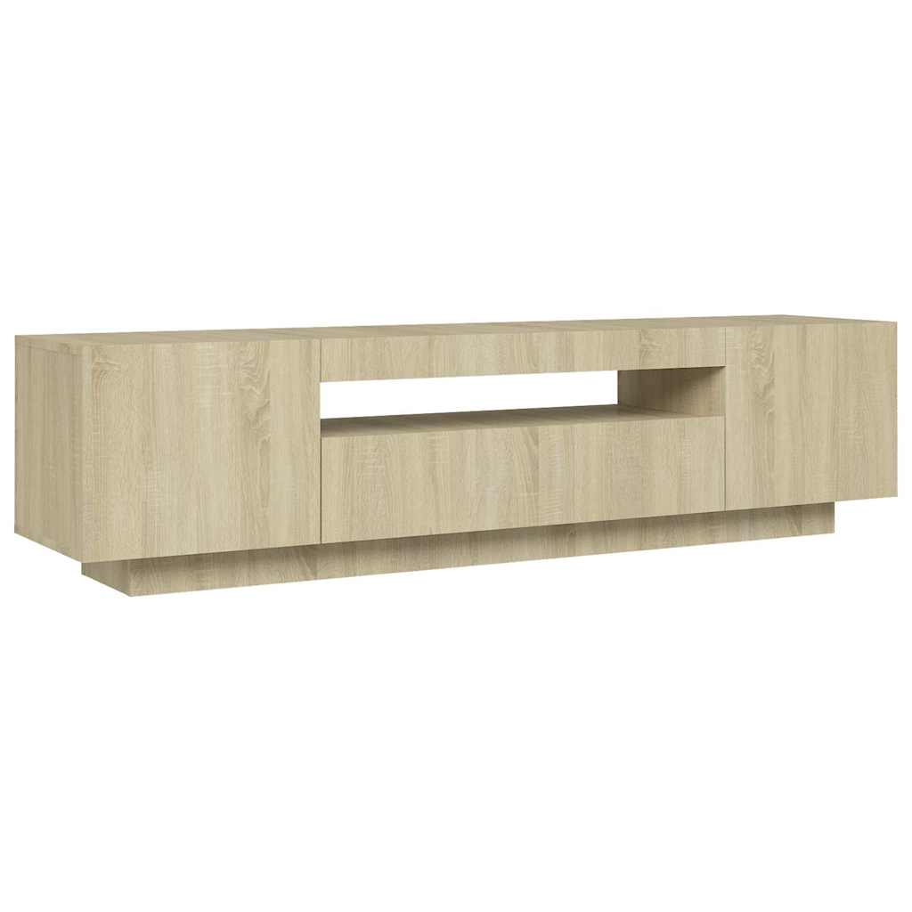 TV cabinet with LED lighting, oak, 160x35x40cm