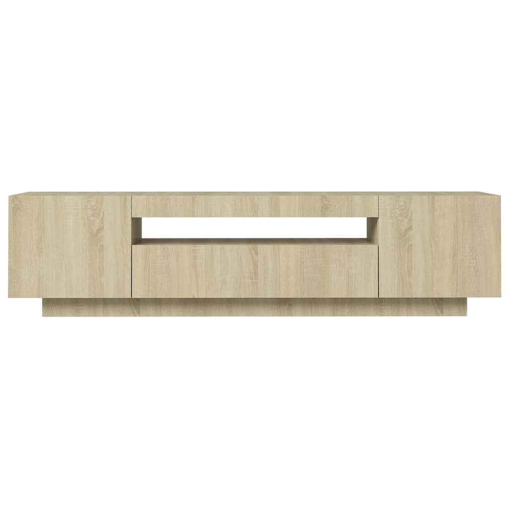 TV cabinet with LED lighting, oak, 160x35x40cm