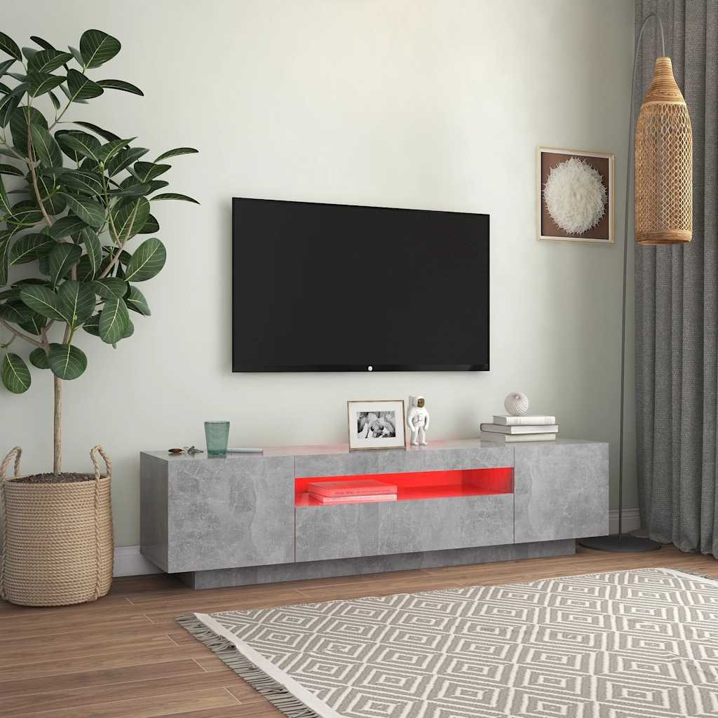 TV skapītis ar LED apgaismojumu, pelēks, 160x35x40cm
