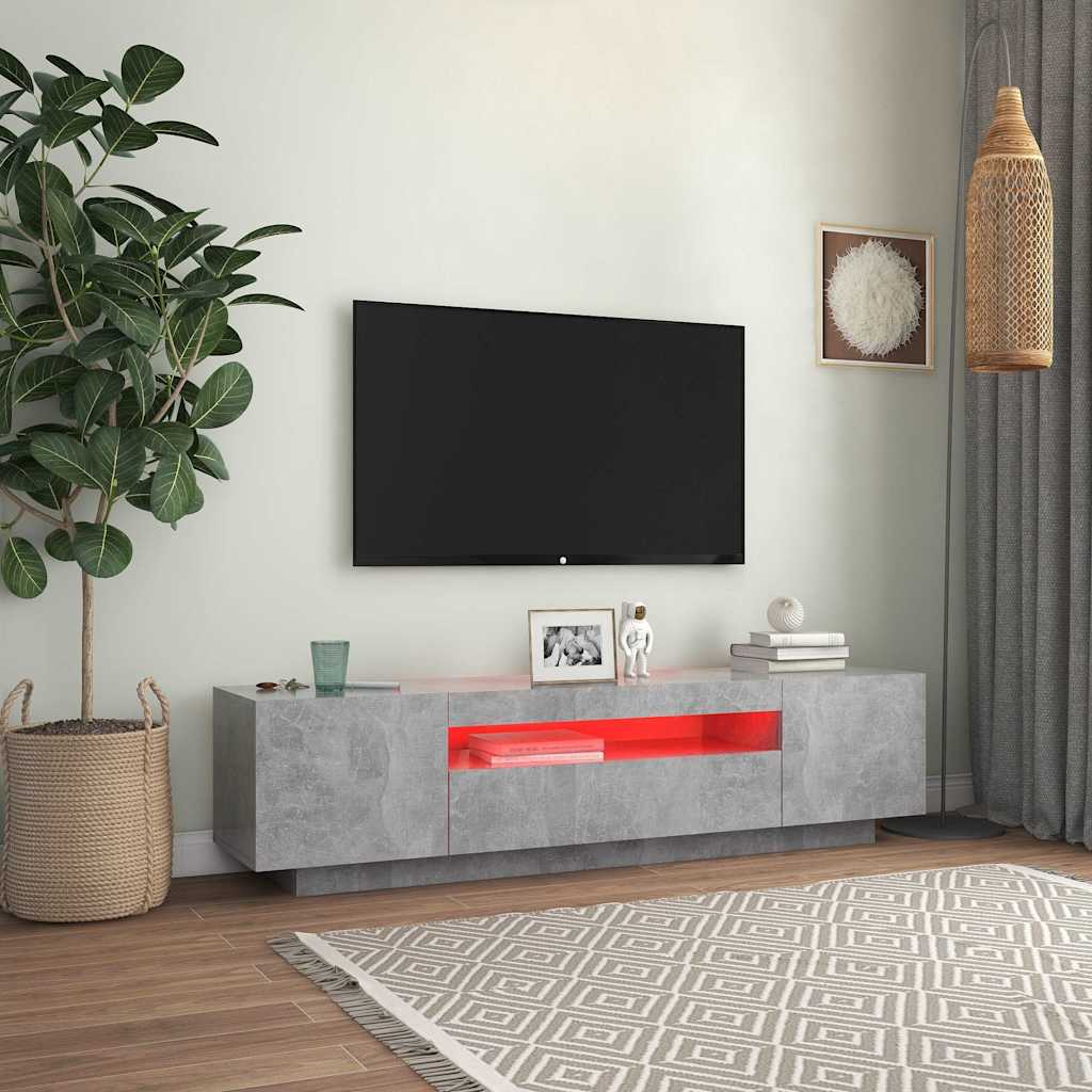 TV skapītis ar LED apgaismojumu, pelēks, 160x35x40cm