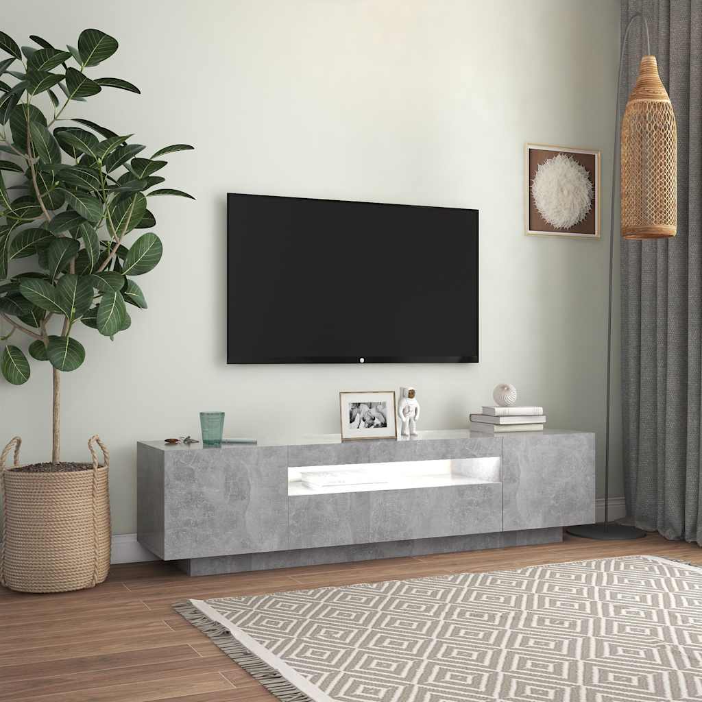 TV skapītis ar LED apgaismojumu, pelēks, 160x35x40cm