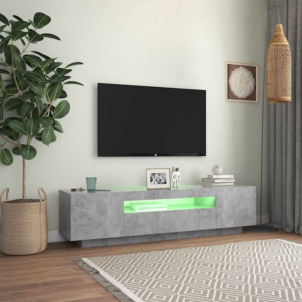 TV skapītis ar LED apgaismojumu, pelēks, 160x35x40cm