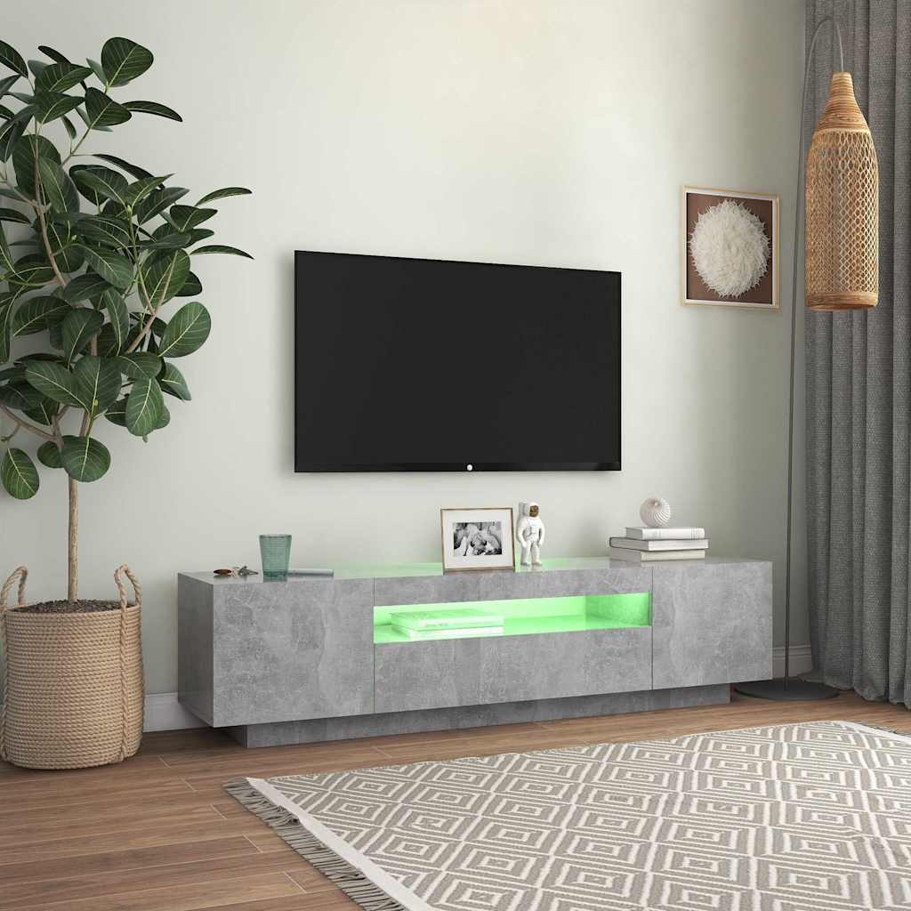 TV skapītis ar LED apgaismojumu, pelēks, 160x35x40cm