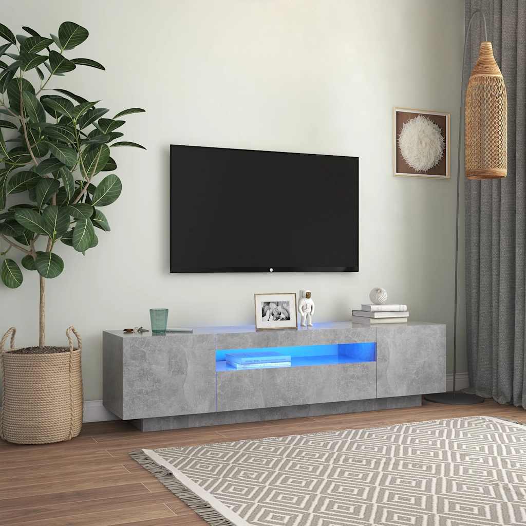 TV skapītis ar LED apgaismojumu, pelēks, 160x35x40cm