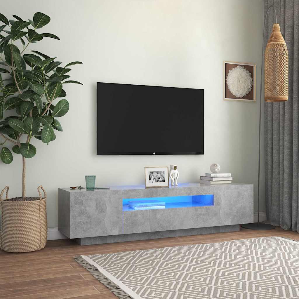 TV skapītis ar LED apgaismojumu, pelēks, 160x35x40cm