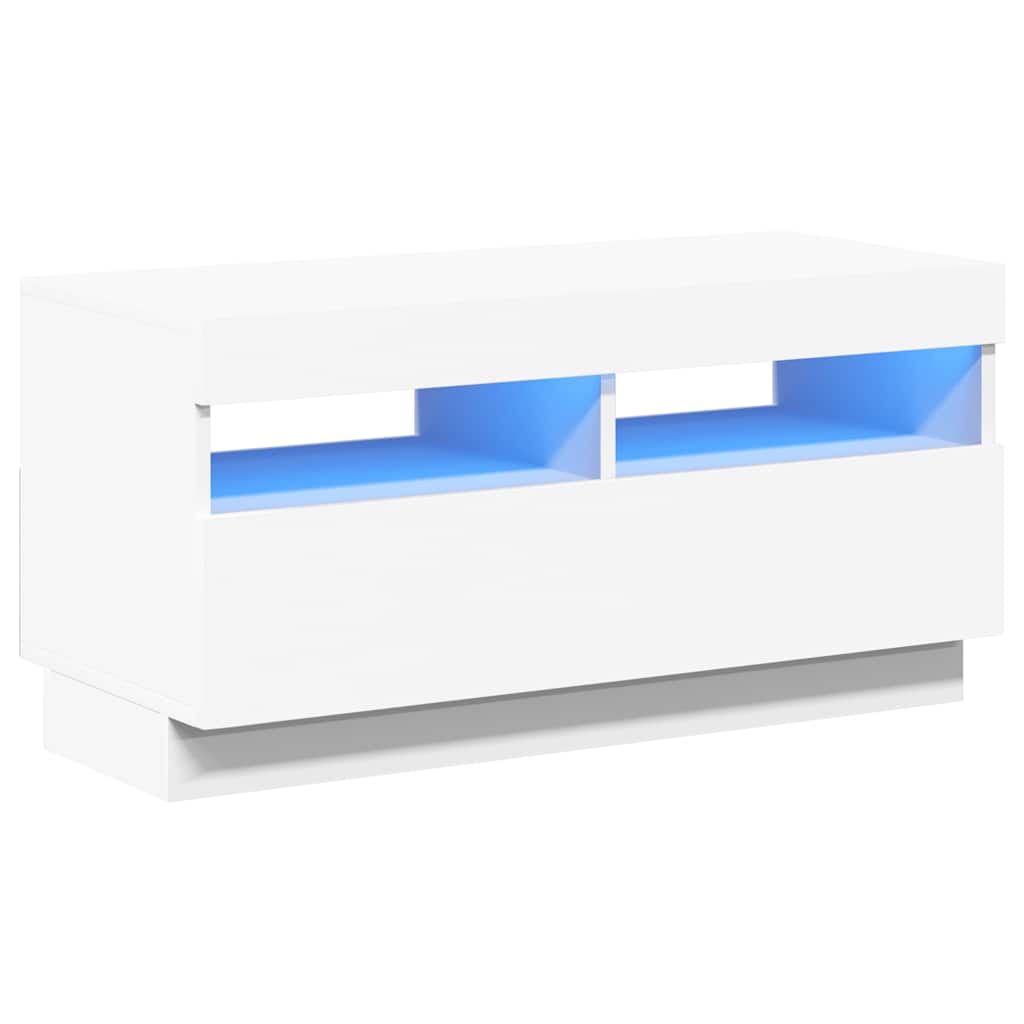 Televizoriaus spintelė su LED apšvietimu, balta, 80x35x40cm