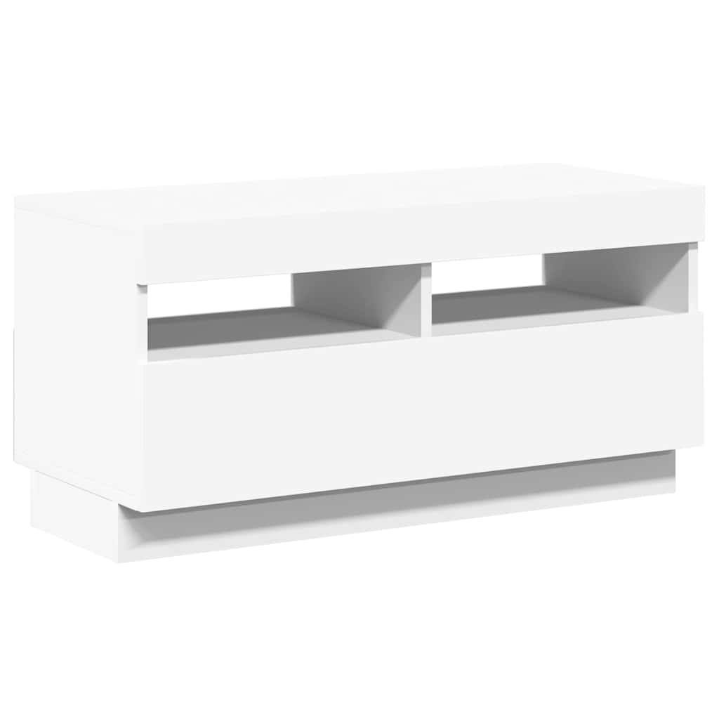 Televizoriaus spintelė su LED apšvietimu, balta, 80x35x40cm