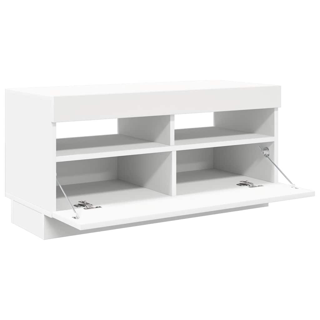 Televizoriaus spintelė su LED apšvietimu, balta, 80x35x40cm