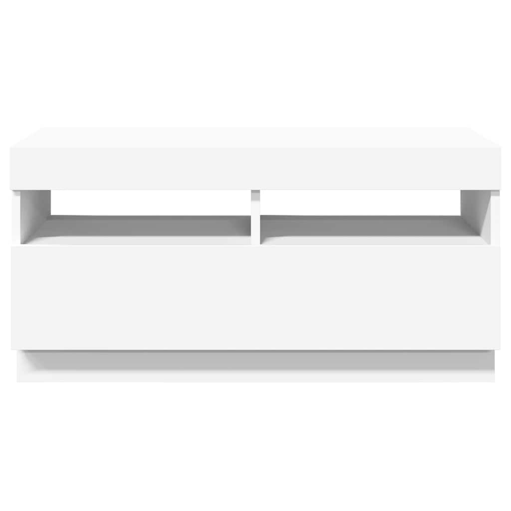 Televizoriaus spintelė su LED apšvietimu, balta, 80x35x40cm
