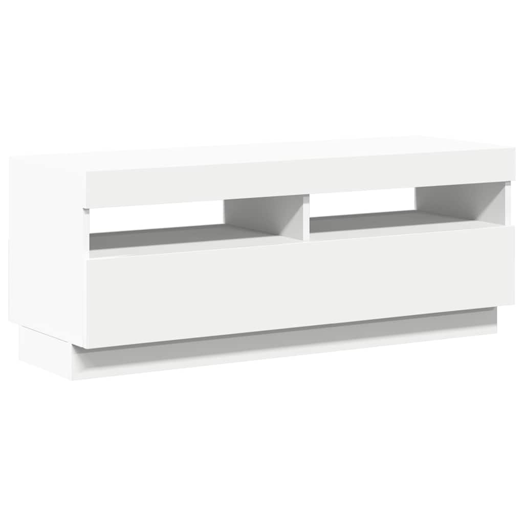 Televizoriaus spintelė su LED apšvietimu, balta, 100x35x40cm