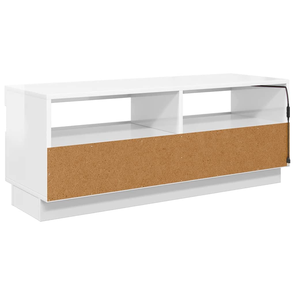 TV spintelė su LED apšvietimu, balta, 100x35x40cm, blizgi