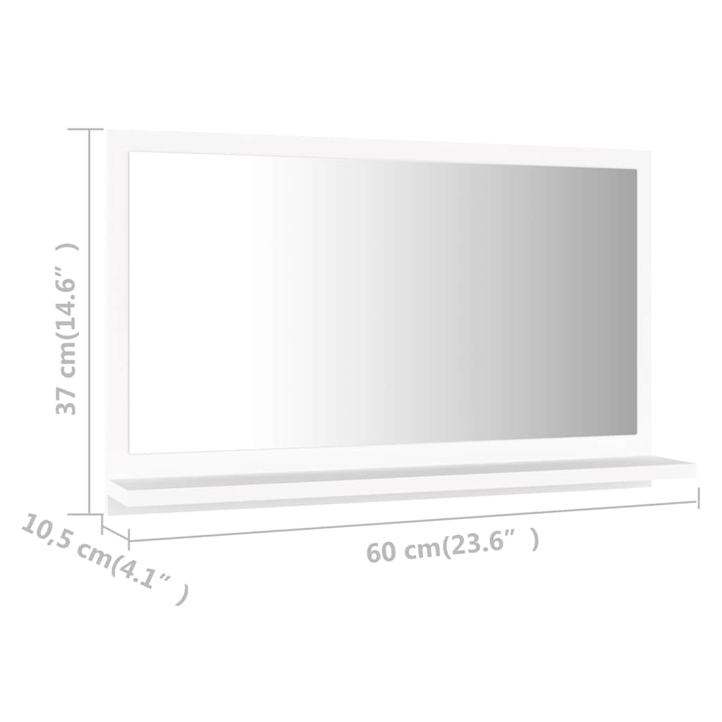 Vannas istabas spogulis, balts, 60x10,5x37cm, koks