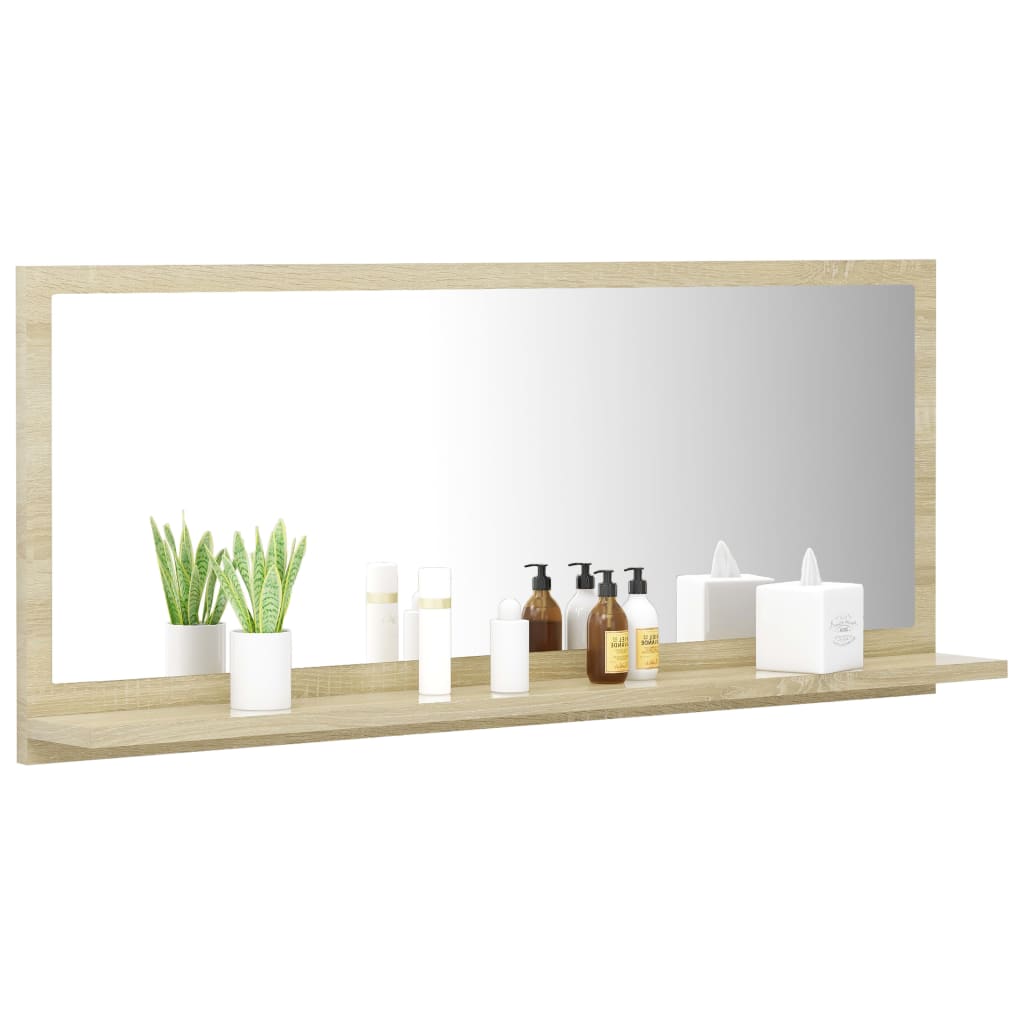 Bathroom mirror, oak colour, 90x10.5x37cm, particle board