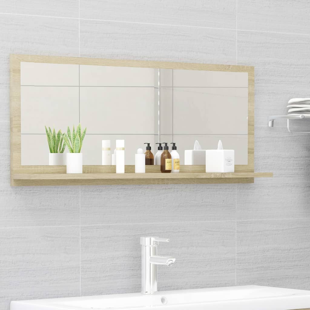 Bathroom mirror, oak colour, 90x10.5x37cm, particle board