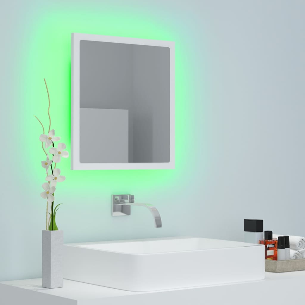Vonios kambario LED veidrodis, baltas, 40x8,5x37cm, akrilas