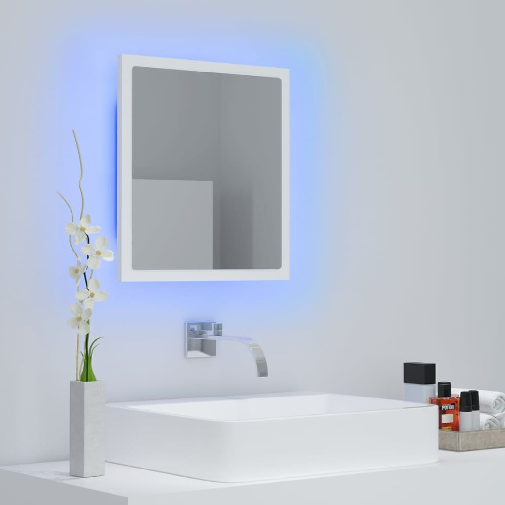 Vonios kambario LED veidrodis, baltas, 40x8,5x37cm, akrilas