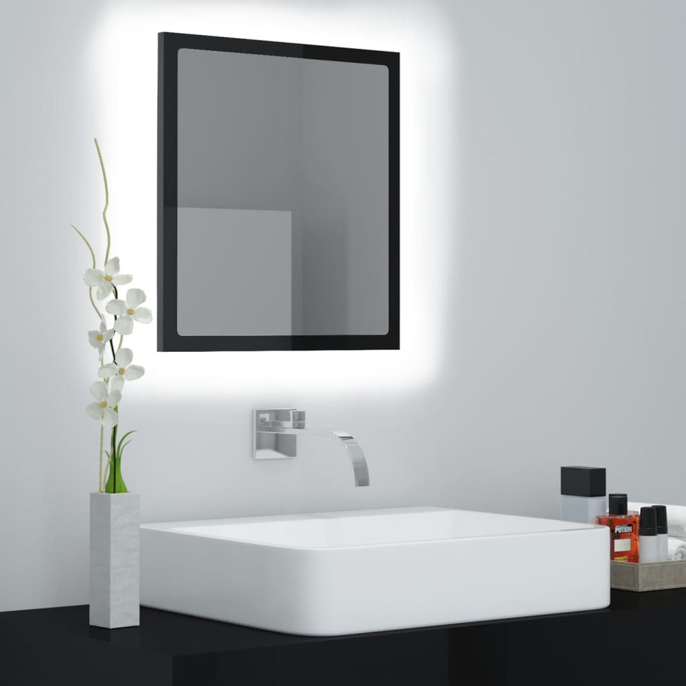 Vonios LED veidrodis, juodas, 40x8,5x37cm, akrilas, blizgus