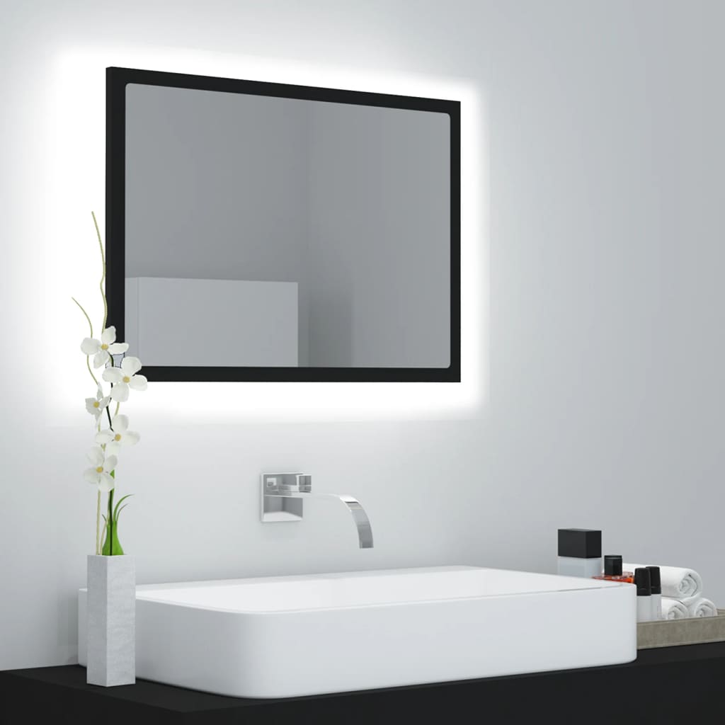 Vannas istabas LED spogulis, melns, 60x8,5x37cm, akrils