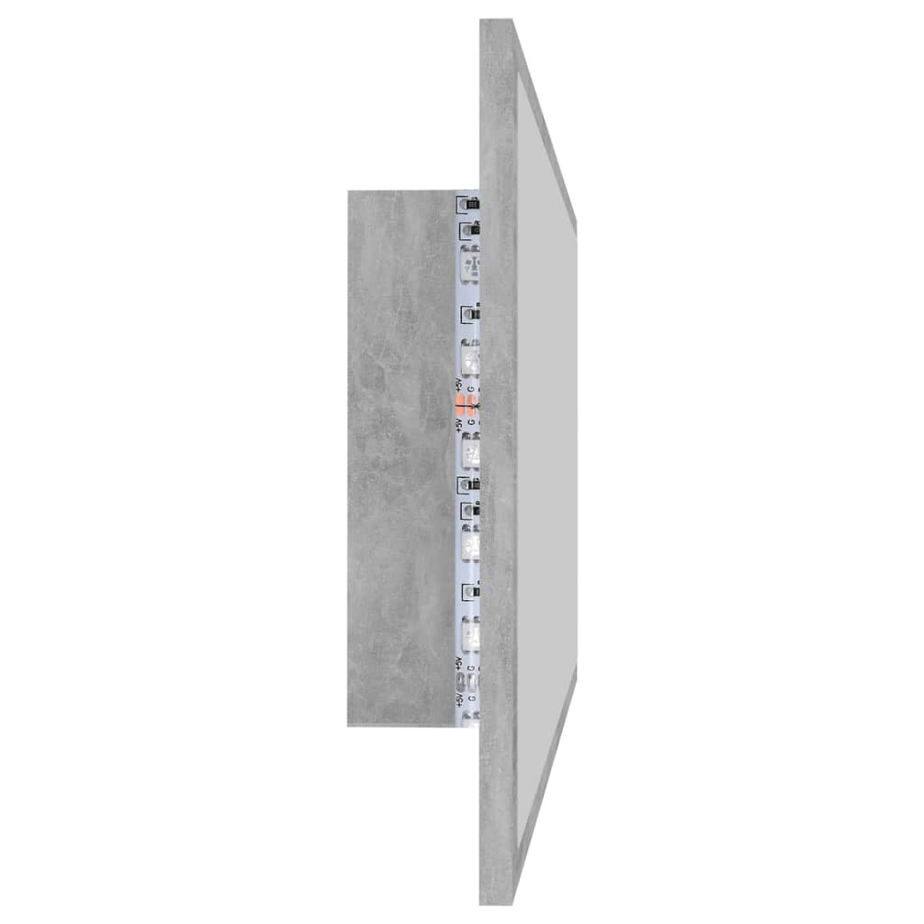 Vonios kambario LED veidrodis, betono, 90x8,5x37cm, akrilas