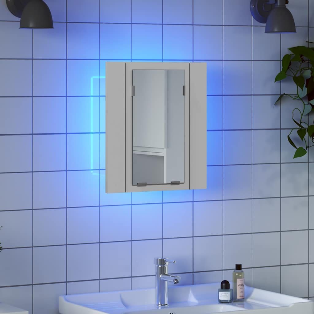 Veidrodinė vonios spintelė su LED, balta, 40x12x45cm, akrilas