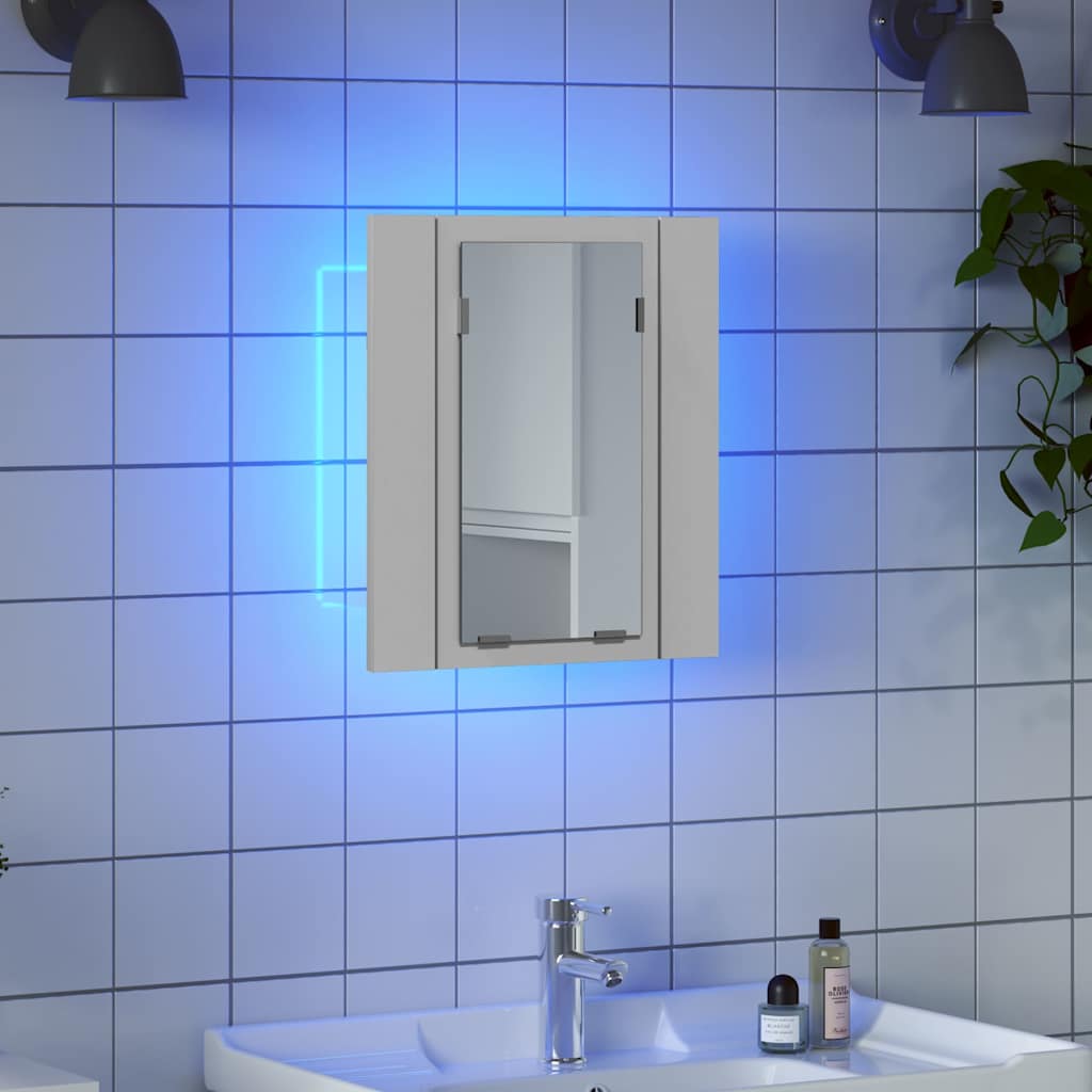 Veidrodinė vonios spintelė su LED, balta, 40x12x45cm, akrilas