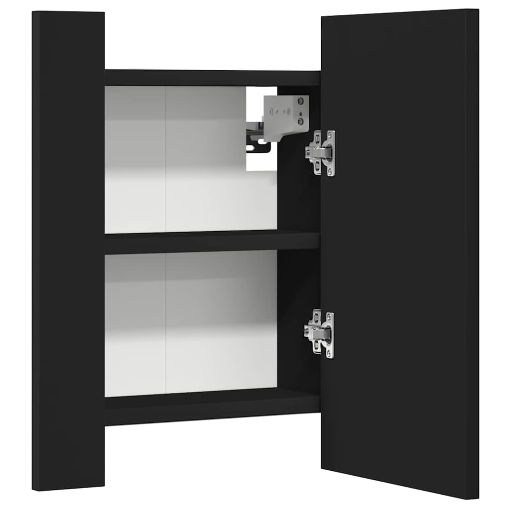 Spoguļskapītis vannasistabai ar LED, melns, 40x12x45 cm, akrils