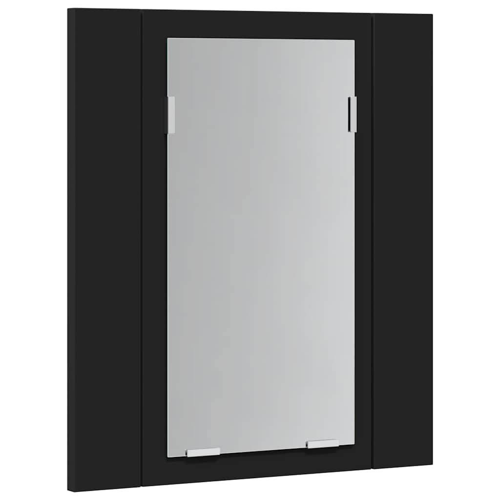 Spoguļskapītis vannasistabai ar LED, melns, 40x12x45 cm, akrils