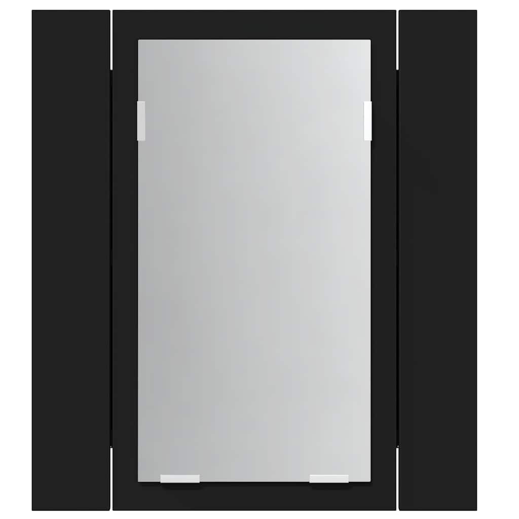 Spoguļskapītis vannasistabai ar LED, melns, 40x12x45 cm, akrils