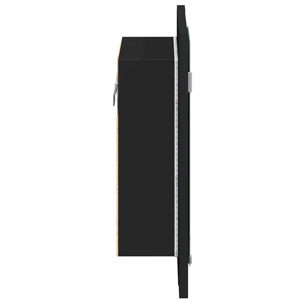 Spoguļskapītis vannasistabai ar LED, melns, 40x12x45 cm, akrils