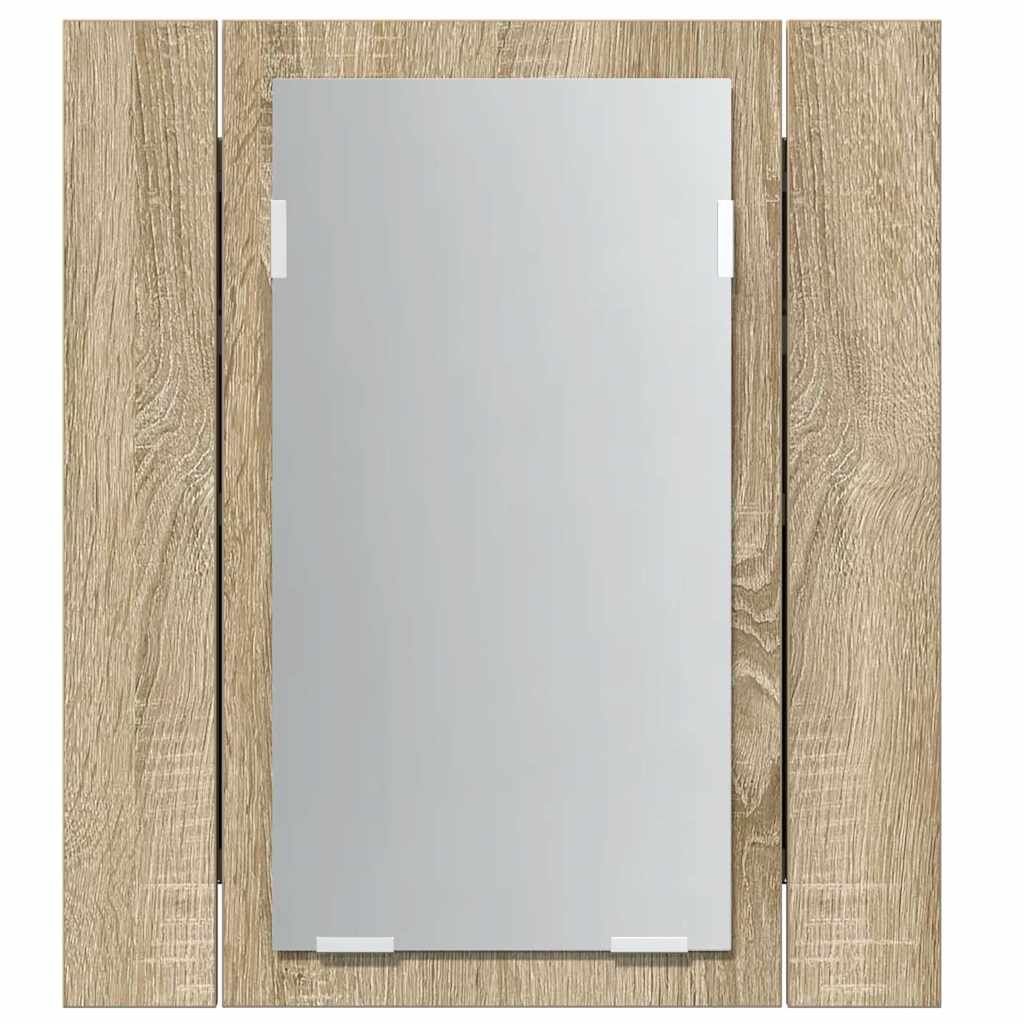 Spoguļskapītis vannasistabai ar LED apgaismojumu, ozols, 40x12x45 cm, akrils